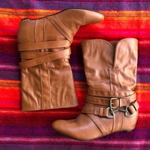 Kitten heel booties with snaffle bit detail